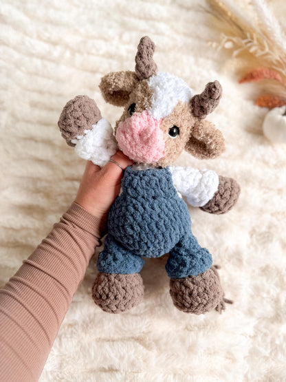 Cyrus Cow Plushie | Ready to Ship Crochet Cow |